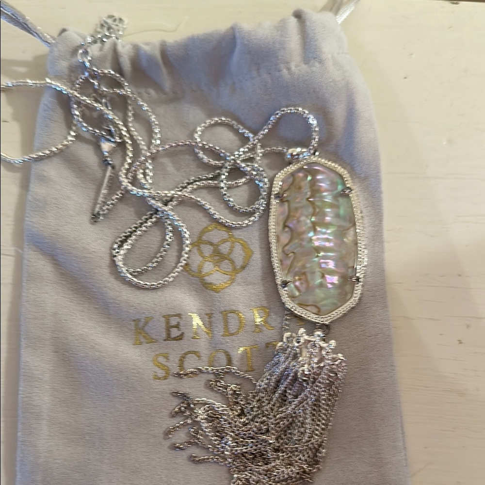 Kendra Scott Rayne in Bright Silver and White Abalone Necklace